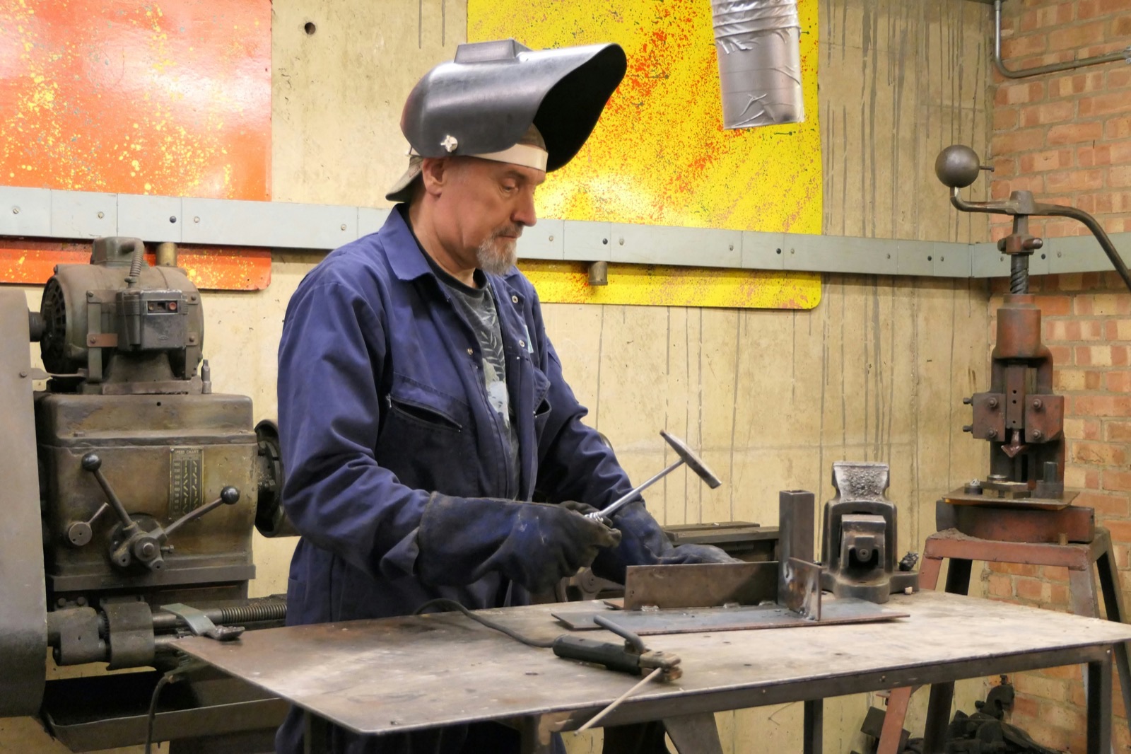 Specialist working at a fabrication bench
